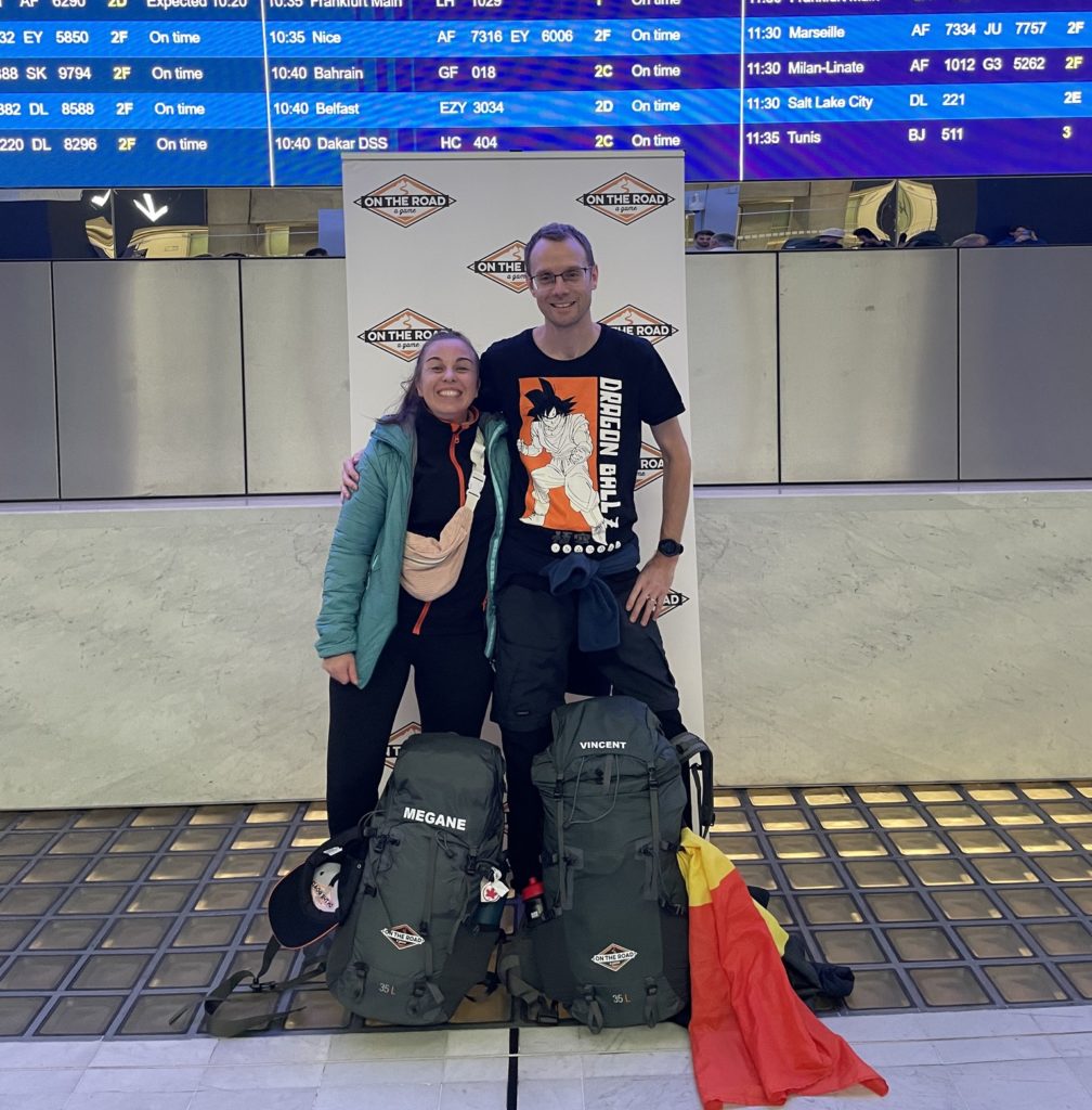 Mégane et Vincent, le binôme d'inconnus de l'édition 2024 de notre voyage aventure On The Road a Game le jour du départ